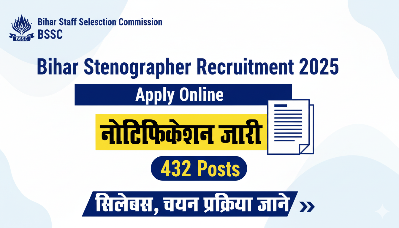Bihar Stenographer Recruitment 2025 Bihar Staff Selection Commission (BSSC) Sarkari Job Important Dates Application Fee Online Registration