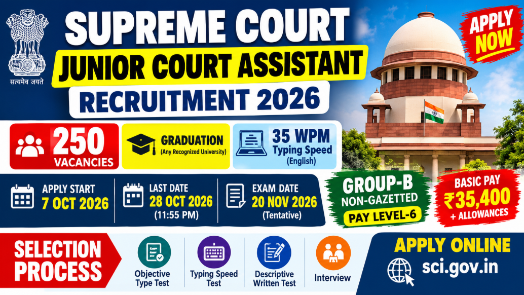 Supreme Court Junior Court Assistant Recruitment 2026