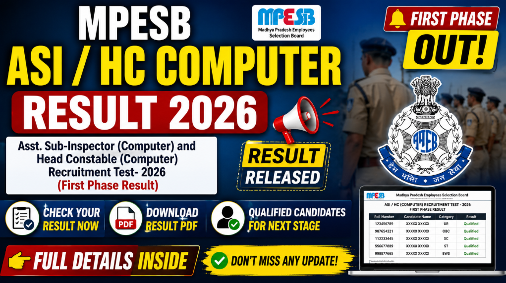 MPESB ASI / HC Computer Result 2026