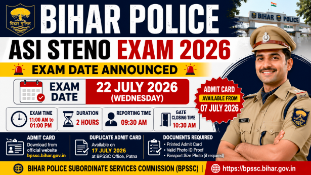Bihar Police ASI Steno Exam Date 2026
