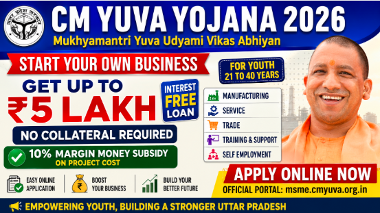 CM YUVA Yojana 2026 – Apply Online for ₹5 Lakh Interest-Free Loan | Mukhyamantri Yuva Udyami Vikas Abhiyan