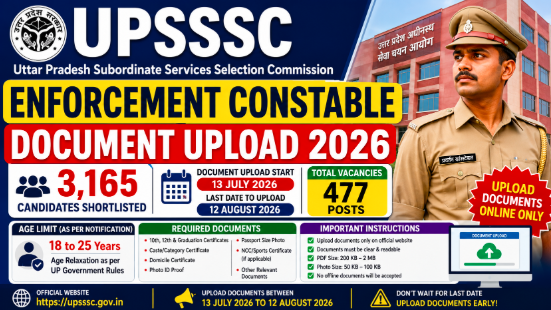 UPSSSC Enforcement Constable Document Upload 2026