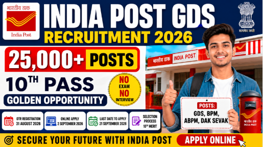 India Post GDS Recruitment 2026 25,000+ Posts for 10th Pass, Apply Online